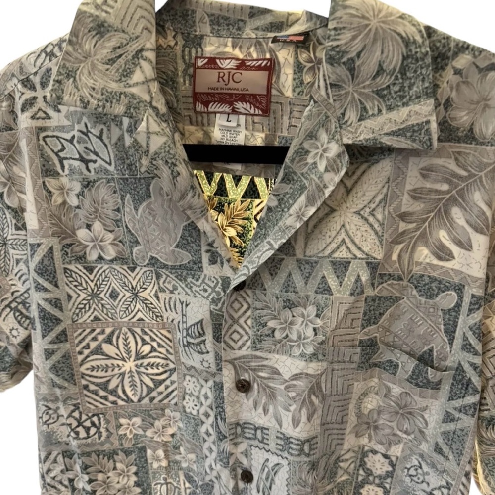 RJC Hawaiian Shirt Mens Large Made in USA Turtles‎ Made In Hawaii